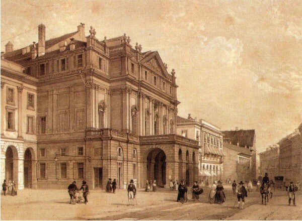 19세기 이탈리아 밀라노의 스칼라 극장.